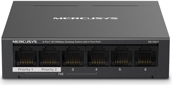 Mercusys stolní síťový přepínač se 6 porty a PoE+