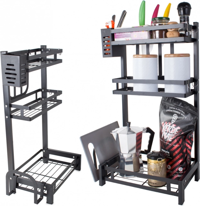 Kovový třípatrový kuchyňský organizér