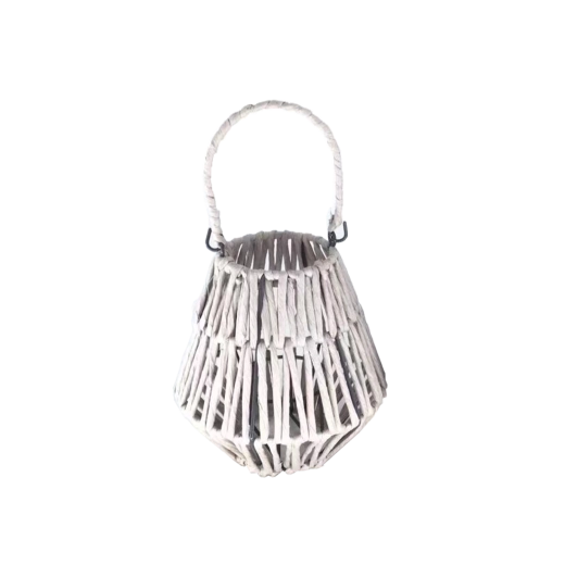 Ratanový lucerna s vložkou ze skla, bílá 18 × 20 cm