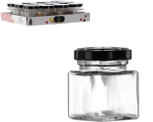 Sklenička 80 ml čtvercová s kovovým víčkem