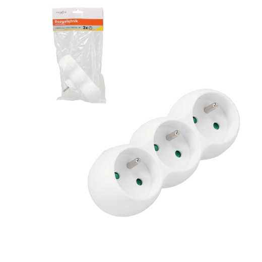 Prodlužovací rozbočovač se 3 zásuvkami, bílý