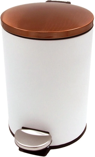 Nášlapný odpadkový koš 3 l kulatý s plastovou vložkou – bílý s měděným víkem