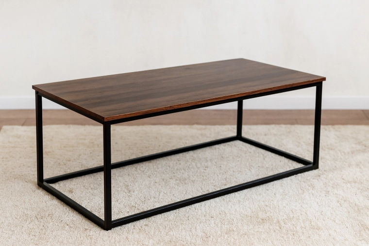 Konferenční stolek loft 110 × 55 × 43 cm, hnědý dekor dřeva, černý kov