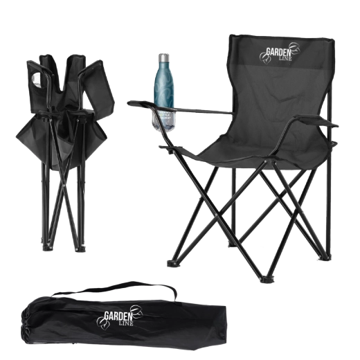 Skládací turistická a rybářská židle, černá 50 × 50 × 80 cm