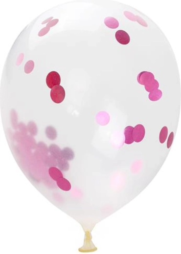 Balónky s růžovými konfetami 30 cm (5 ks) TORO