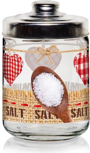 Skleněná dóza s víčkem Cerve Valentina 800 ml – srdce Sůl