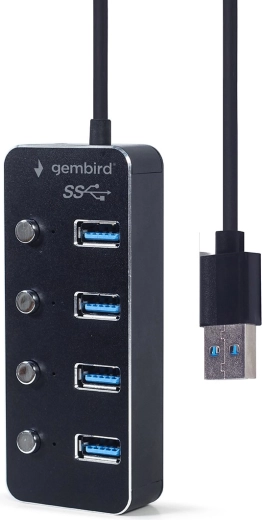 usb 3.1 gen 1 hub 4port s vypínači, černý