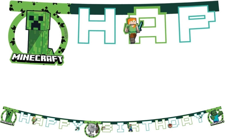Procos závěsný banner Minecraft happy birthday 2 m