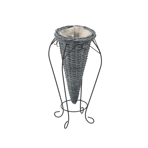 Proutěný obal na květináč na nožkách šedý 20 × 54 cm