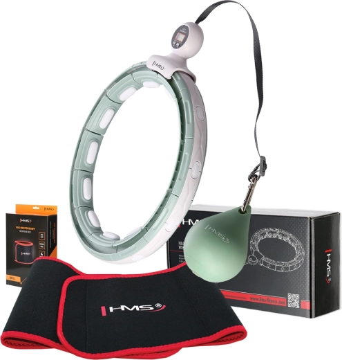 Sada masážní hula hoop se závažím a počítadlem + zeštíhlující pás HMS