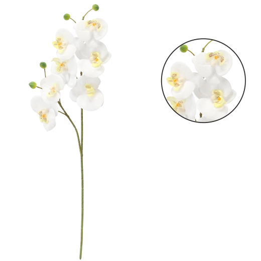 Umělá orchidej větev 64 cm bílá