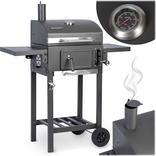 Uhelný zahradní gril BBQChef Berdsen s litinovým roštem a komínem