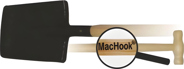 MacHook hranatý rýč s dřevěnou T násadou 90 cm
