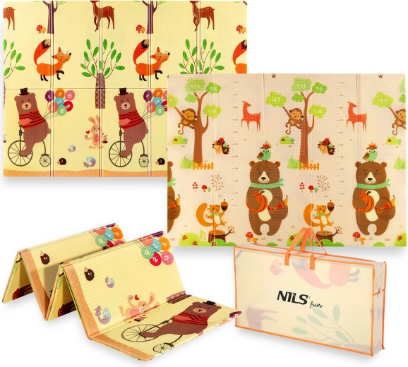 Dětská skládací pěnová podložka NILS Fun Forest 190 × 150 cm