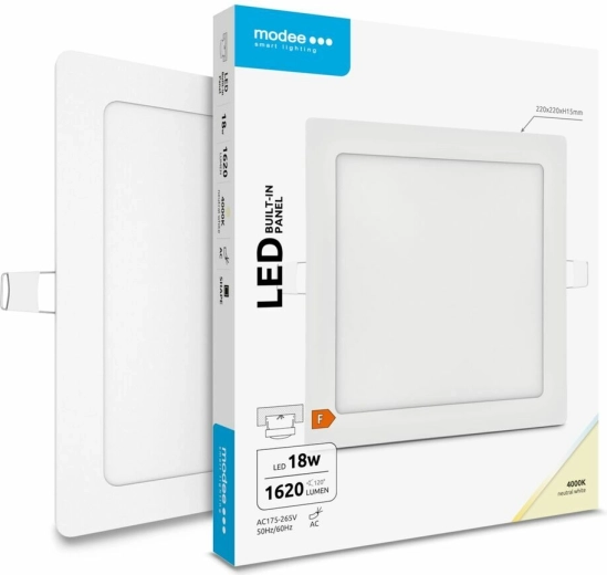 Modee Lighting LED vestavěný čtvercový panel 18 W, neutrální bílá, 1620 lm