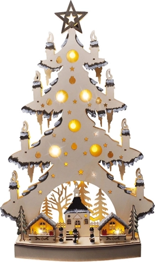 Solight LED dřevěný vánoční stromek s dekoracemi 64 cm - 1 kus