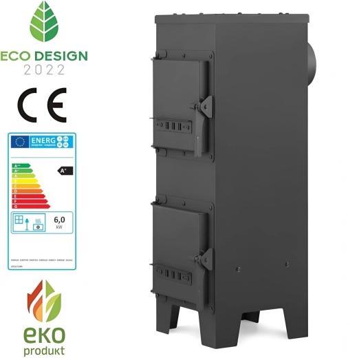 ocelová kamna se šamotem 6 kW, antracit