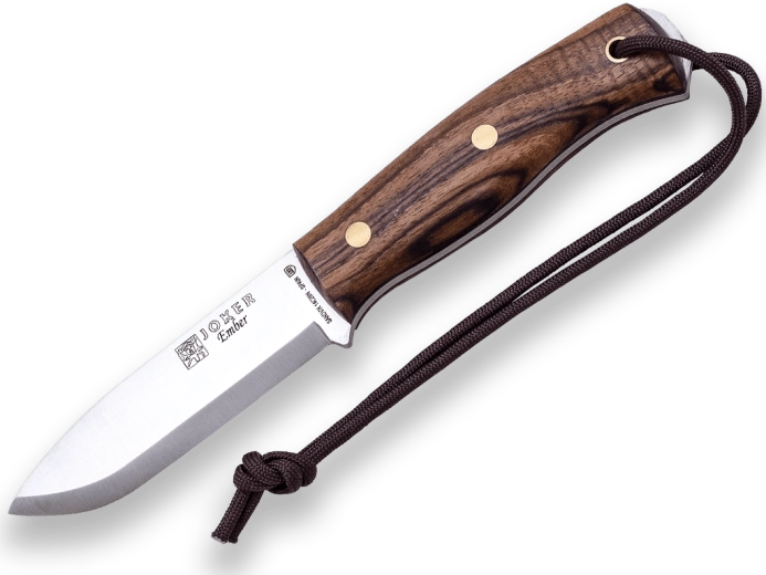 Joker Ember outdoorový nůž 10,5 cm s ořechovou rukojetí a koženým pouzdrem