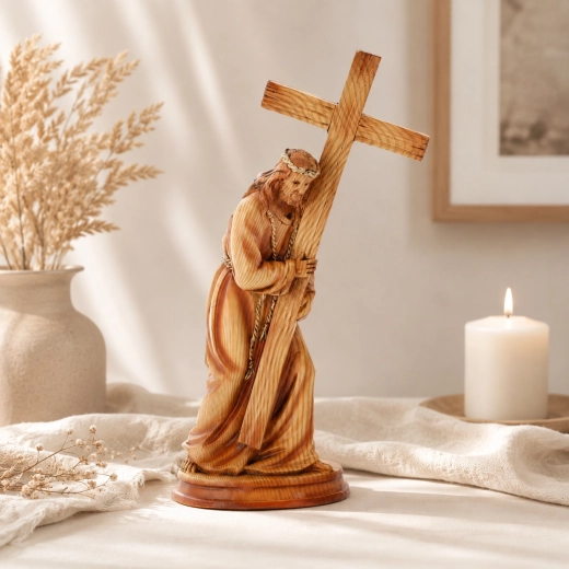 Figurka Ježíše nesoucího kříž z polyresinu, 31,5 cm