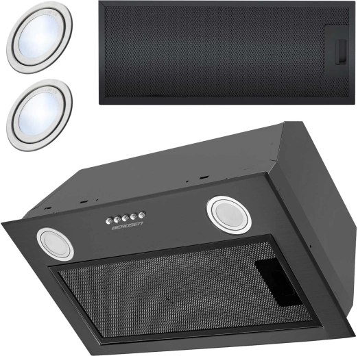 Vestavný podskříňkový odsavač par 52 cm černý Berdsen