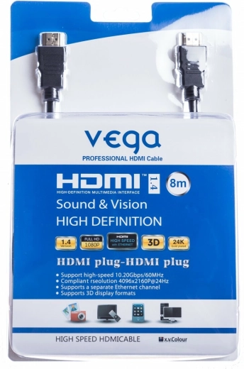 HDMI kabel 8 m 10,2 Gb/s černý Vega