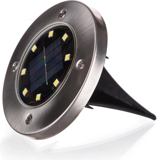 Solární zapuštěné podlahové LED světlo 12 cm, nerez/plast