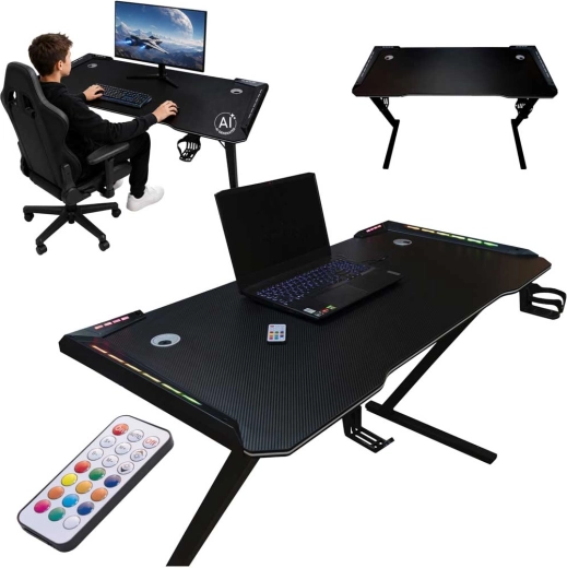 Gamingový stůl s RGB LED podsvícením 120 × 60 cm
