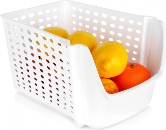 Bílý perforovaný koš na ovoce a zeleninu 29 × 21 × 16 cm