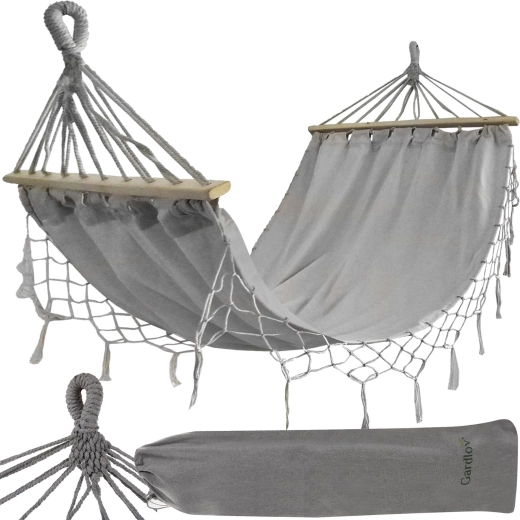 Gardlov zahradní hamaka XXL pro 2 osoby s dřevěnými rozpěrnými tyčemi 200 × 150 cm