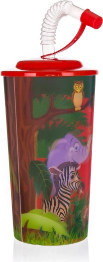 Plastový kelímek ZOO s víčkem a brčkem 470 ml
