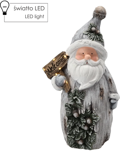 Vánoční figurka Santa Welcome s LED osvětlením 24 × 13 × 44,3 cm