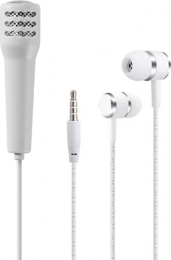 Mini mikrofon do telefonu 3,5 mm se sluchátky – stříbrný