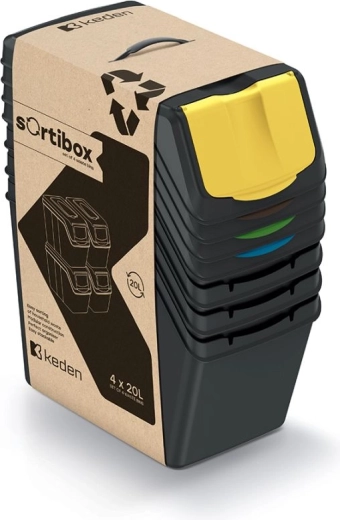 Sada třídicích košů Sortibox 4×20 l – stohovatelné koše na odpad