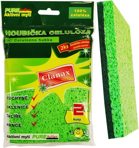 Čisticí houbičky z celulózy 11 × 7 × 1,2 cm, 2 ks