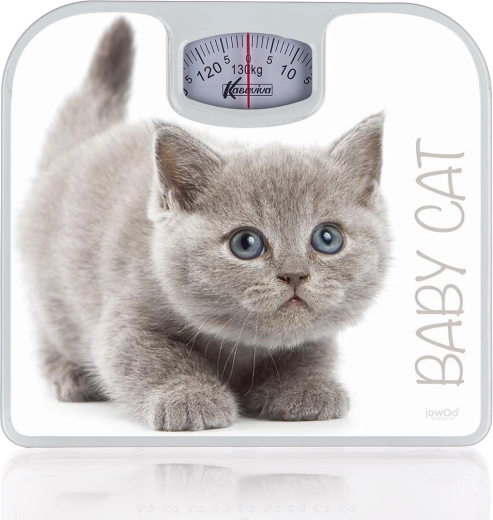 Osobní mechanická váha s dekorem koťátka, bílá