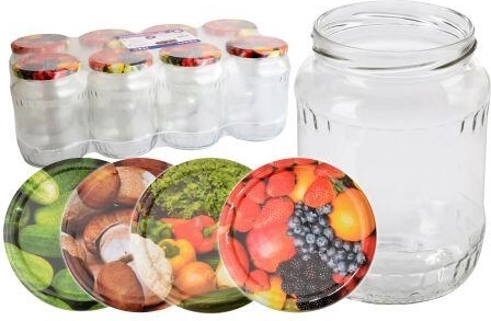 Zavařovací sklenice 720 ml TWIST 82 s víčky, mix dekorů (8 ks)