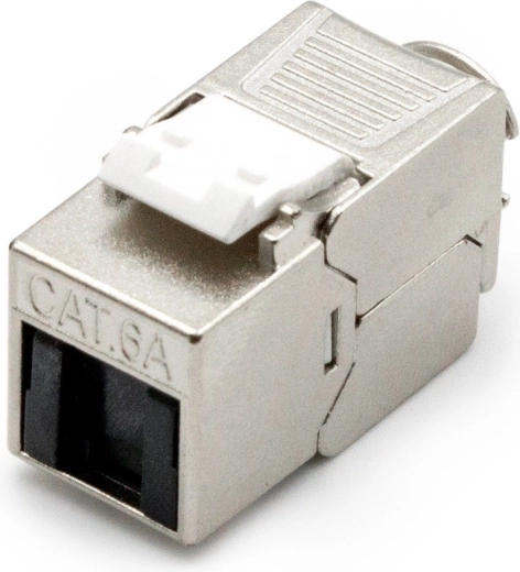 Keystone modul RJ45 cat.6A stíněný beznástrojový s protiprachovou krytkou - 1 kus