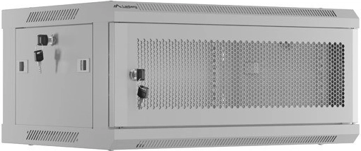 nástěnná rack skříň 19" 4U 600 × 450 s perforovanými dveřmi, šedá