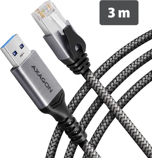 AXAGON Gigabitový ethernetový adaptér USB-A s integrovaným kabelem CAT6 RJ-45 3 m