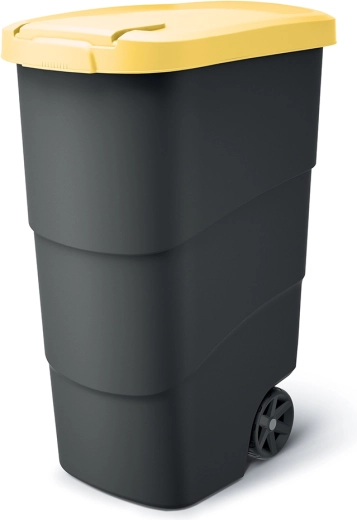 Zahradní nádoba na odpad WHEELER 90 l, antracitová se žlutým víkem