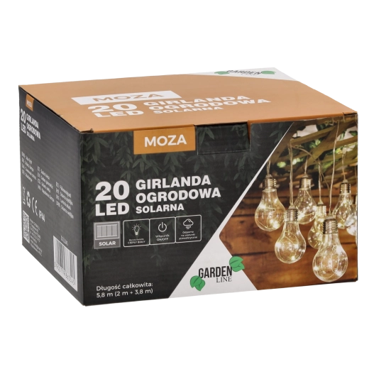 Solární zahradní girlanda 20 LED teplá bílá 5,8 m IP44