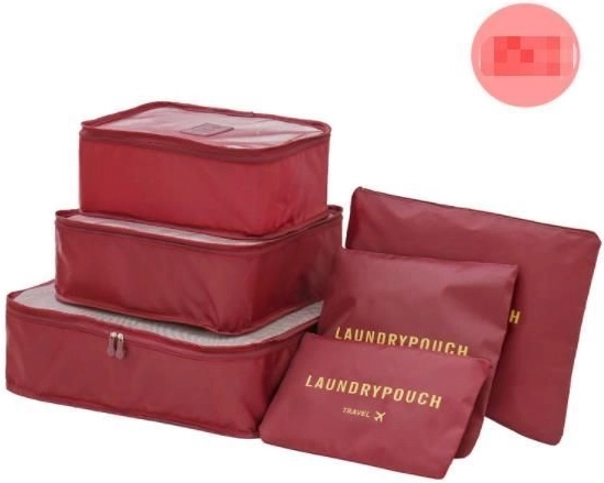 Sada cestovních organizérů do kufru a skříně (6 ks) – světle růžová