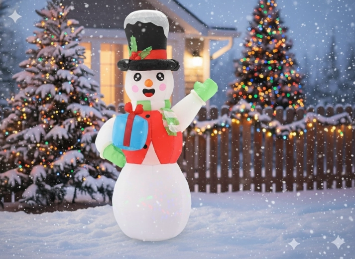 Nafukovací svítící sněhulák 180 cm s LED