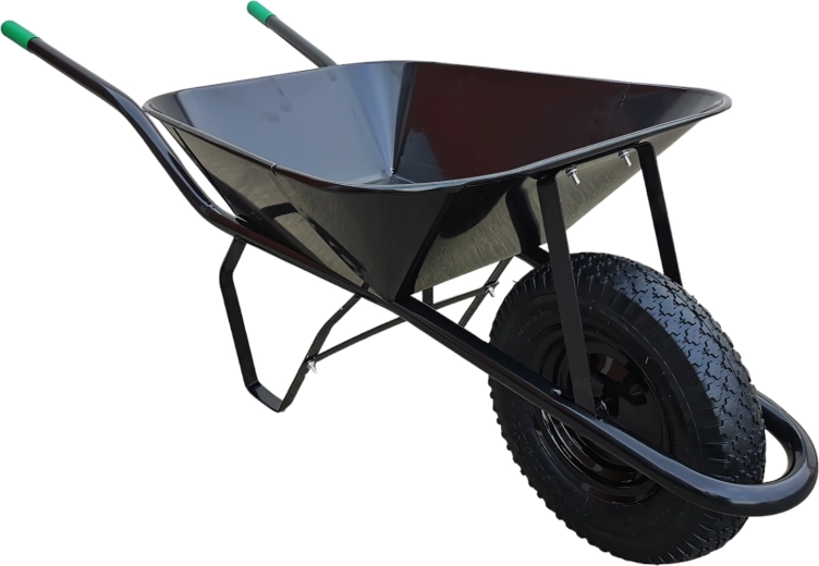 Stavební zahradní kolečko 60 l s nafukovacím kolem, černé