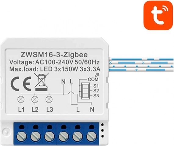 Chytrý tříkanálový spínací modul ZigBee Avatto pro osvětlení TUYA