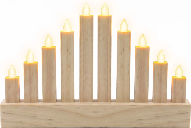 Solight dřevěný LED svícen s 10 světly