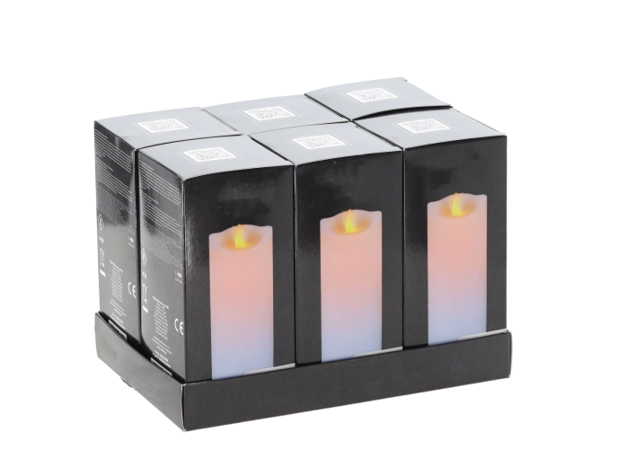 LED svíčka s pohyblivým plamenem 7 × 15 cm bílá