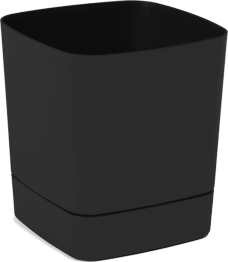 Květináč s podmiskou Clima 16 × 16 cm, černý, matný