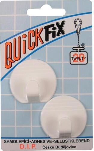 Samolepicí kulatý háček, bílý, 2 ks