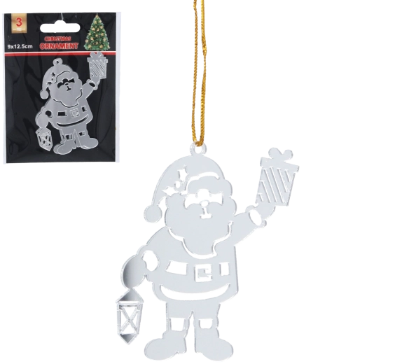 Sada stříbrných vánočních ozdob Mikuláš 3 ks